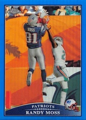 RANDY MOSS 2009 TOPPS CHROME BLUE REFRACTOR CARD TC7 PATRIOTS - Image 1 of 2