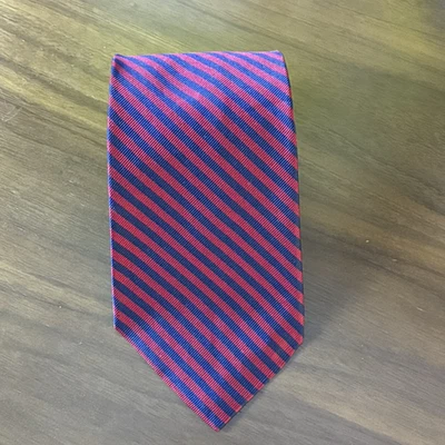 Corbata a Rayas Lauren Ralph Lauren Corbata Azul Rojo Hecha en EE. UU. Acabada a Mano Foto 1 de 4