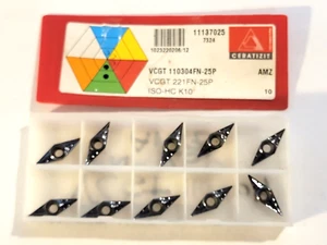VCGT 221 FN 25P AMZ CERATIZIT *** 10 INSERTS *** FACTORY PACK *** - Picture 1 of 1