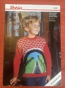 KIDS THOMAS TANK TRAIN ENGINE TUNNEL TRACK JUMPER 20-28” KNITTING PATTERN 13630 - Picture 1 of 3
