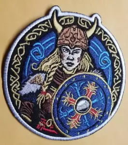 Schildjungfer Walhalla Odin Thor Loki Wikinger gestickter Aufnäher ca. 3,5 Zoll - Bild 1 von 2