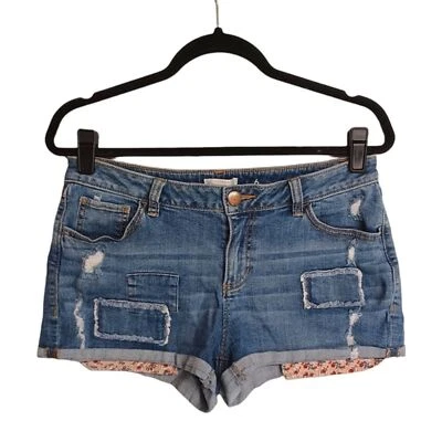 Pantalones Cortos Vaqueros LAUREN CONRAD Medianos Azul Estampado Floral Bolsillo Mirando 6 Foto 1 de 4