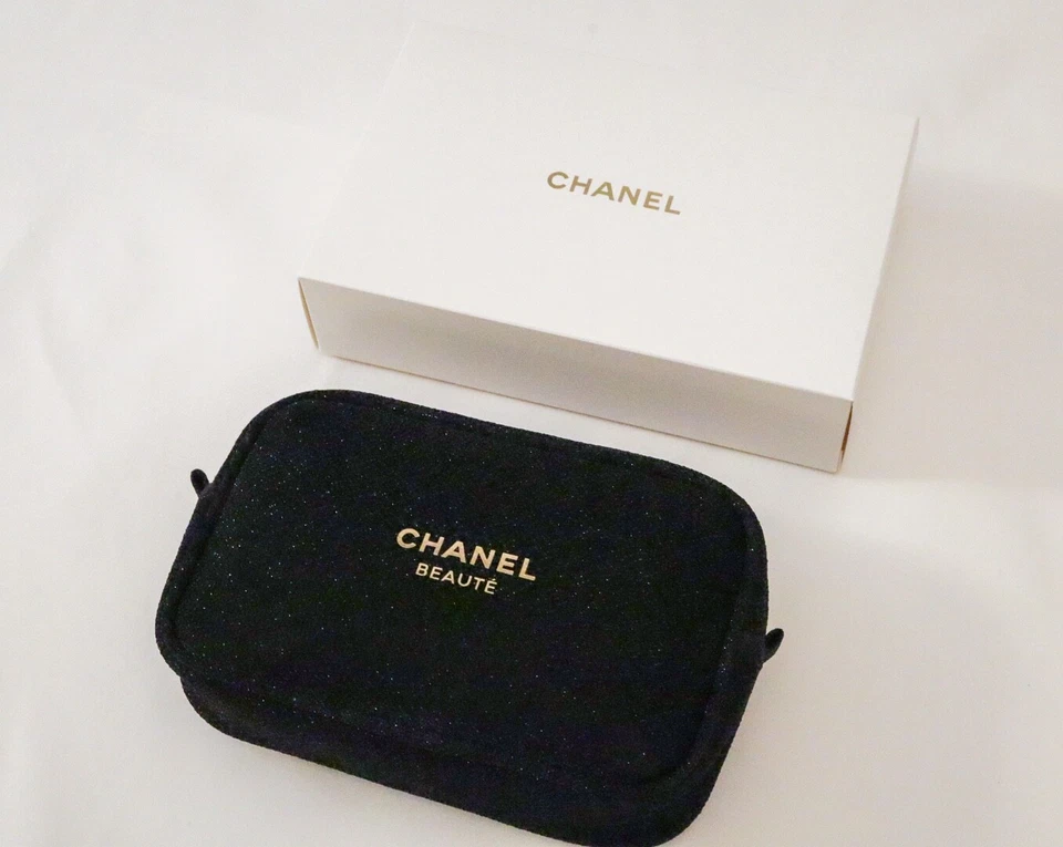 Bolso sin asas Chanel Beaute de maquillaje cosmético bolsa (NEGRO BRILLO) con caja de regalo Foto 1 de 4