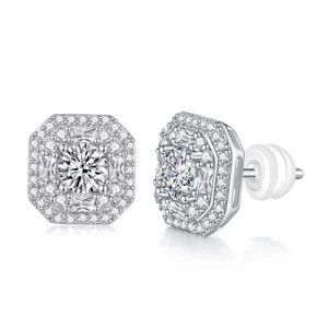 5MM Round GRA Moissanite Cluster Stud Earrings Women gift 925 Sterling Silver - Picture 1 of 8