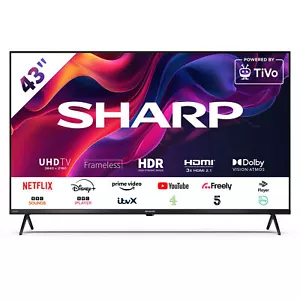 Sharp 4T-C43GK4245KB 43" 4K UHD Frameless Smart TiVo TV - Picture 1 of 5