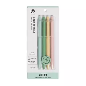 U Brands U-Eco Ballpoint Pens, Retractable, Speckle, Black Ink, 4 Count, 0.7mm, - Picture 1 of 5