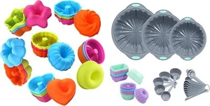 24Pack Silicone Molds and 44 Pieces Silicone Round Cake Pans - Picture 1 of 9