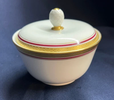 Rosenthal "HELENA 3306" Oro Laural y Borde Rojo Azúcar Cuenco y Tapa Zona EE. UU. Alemania Foto 1 de 4