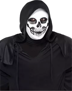 Black & Bone Skull Plastic Mask Fancy Dress Up Halloween Adult Costume Accessory - Picture 1 of 1