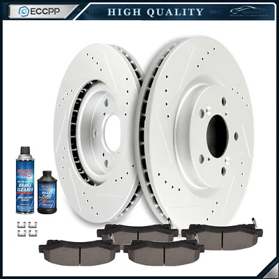 Front Drilled & Slotted Ceramic Brake Pads And Rotors For 2009 - 2014 Acura TL - Image 1 of 4