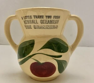 Cuenco de azúcar de manzana Watt Pottery 3 hojas #98 publicidad Newhall crema sin tapa - Imagen 1 de 11