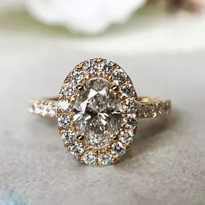 Anillo de boda para mujer 1,35 quilates IGI GIA laboratorio cultivado corte ovalado diamante oro amarillo de 18 k - Imagen 1 de 12