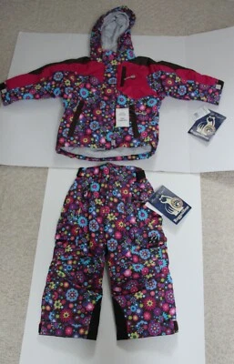 NEW Ski Suit 2-Piece Floral RUGGED BEAR brand Girls Size 4 Pink~Blue~Brown NWT - Image 1 of 4