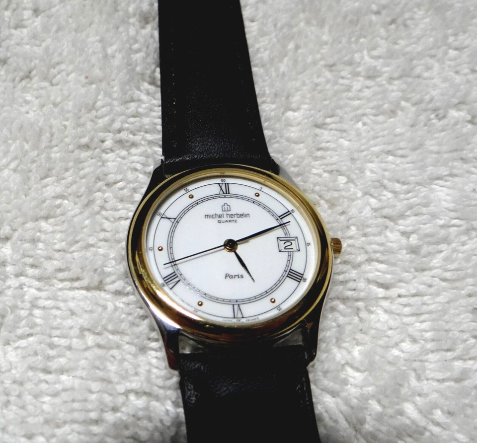 Wristwatch, Men's, Michel Herbelin, Stainless, Leather, Swiss 7 Jewel, France - Image 1 of 4