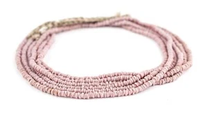 Rose Java Glass Heishi Beads 4mm Indonesia Pink Large Hole 23 Inch Strand - Picture 1 of 3