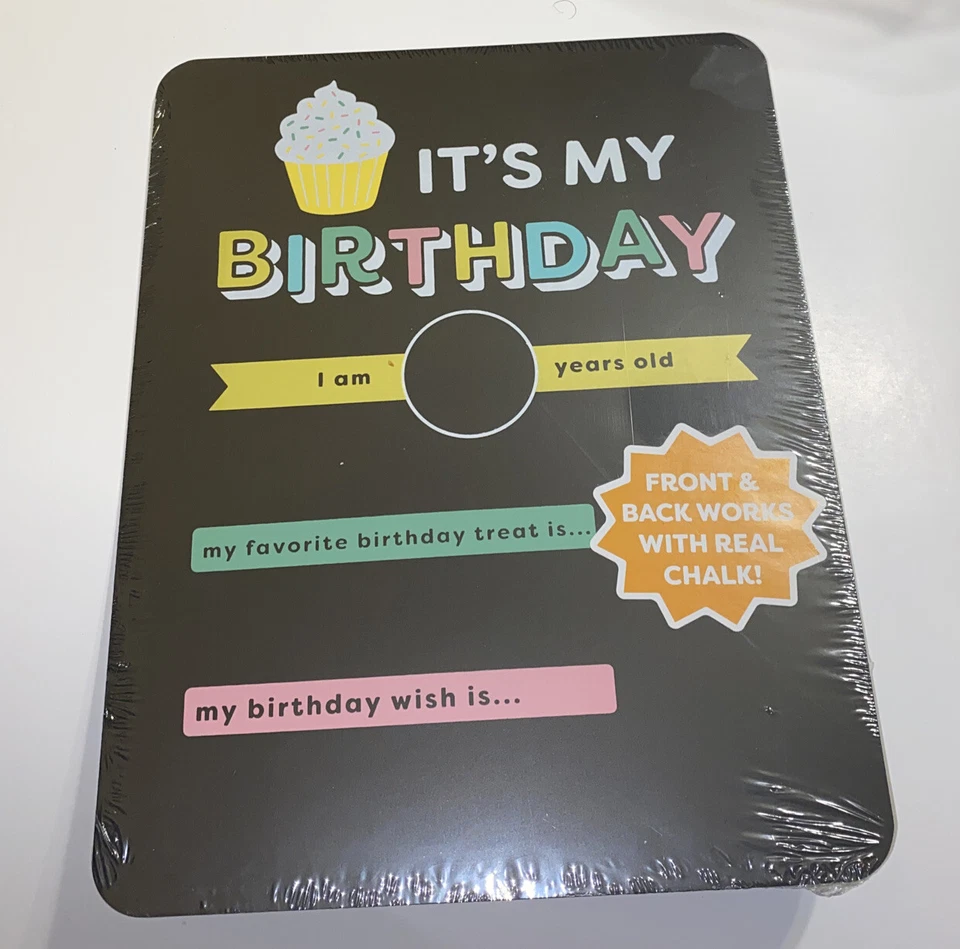 Bullseye's Playground Two sided “It's My Birthday” Chalkboard w/chalk 12x10" New - Image 1 of 1