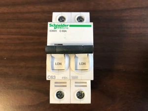 New Schneider circuit breaker 2 pole 63 amp C curve 415v ACTI9 IC60H square D - Picture 1 of 6
