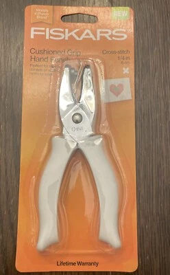 Fiskars Cross Stitch Hand Hole Punch Scrapbooking 1/4" Confetti Cushioned Grip - Image 1 of 4