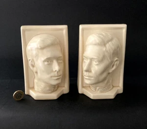 BRETBY GEORGE VI CERAMIC BOOKENDS - CORONATION - 1937 - SCULPTOR FELIX WEISS - Picture 1 of 13