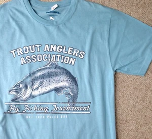 New Mens G.H.BASS&CO.TROUT ANGLERS ASSOCIATION T-SHIRT Fly Fishing Tournament - Picture 1 of 4