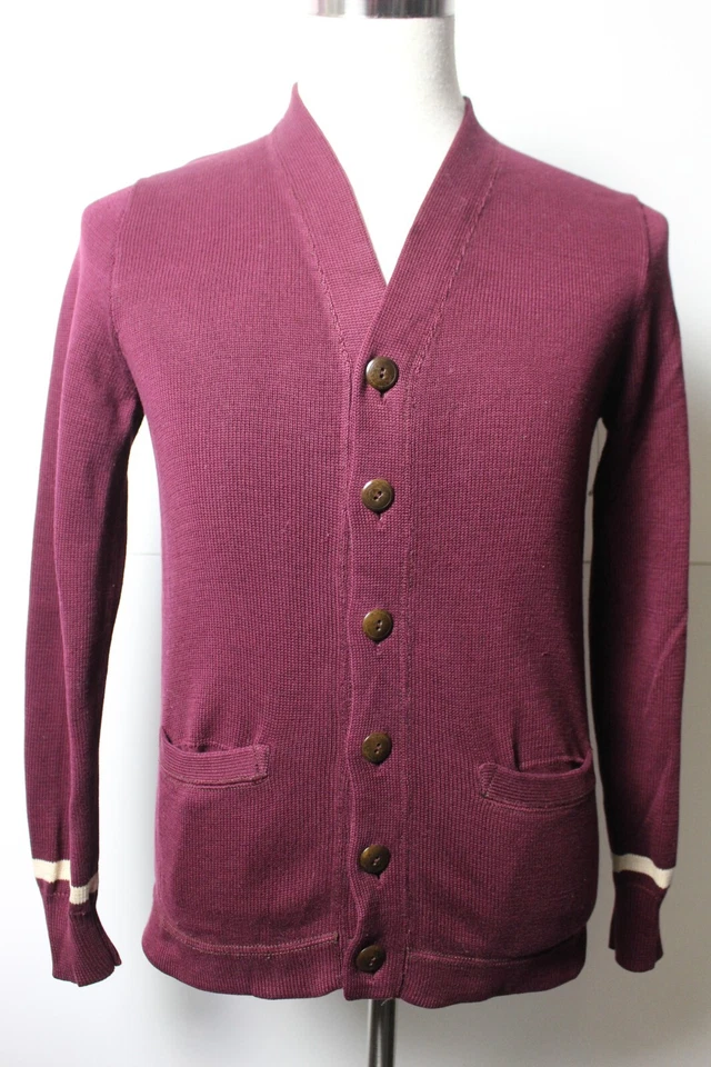 Cárdigan Suéter De Colección Años 00 Para Hombres Ralph Lauren Rugby Borgoña Retro Algodón S Universitario Foto 1 de 4