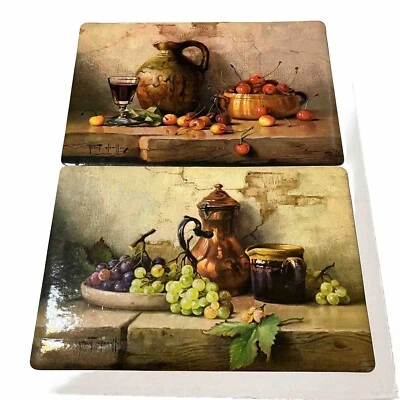 De colección 2 manteles individuales de vinilo Robert Chailloux 11 1/2” x 17 1/2” respaldo de corcho Foto 1 de 4