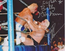 DUSTY RHODES & SUPERSTAR BILLY GRAHAM 8X10 PHOTO AUTOGRAPHED W/PROOF "LOOK"