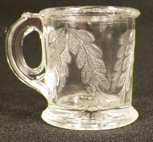 Acanthus Leaves Mug Childs Clear Glass EAPG Miniature Antique As Is - Picture 1 of 6