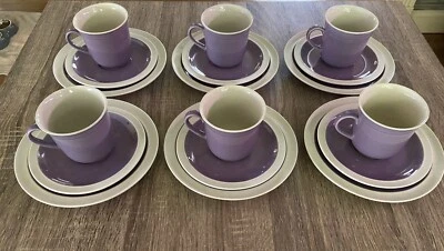 18pc Set Teacup, Saucer, Plate Regency designer purple Newcor Stoneware Japan - Image 1 of 4