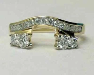 1.50 Ct Round Lab Created Diamond Enhancer Wrap Band Ring 14k Yellow Gold Plated - Picture 1 of 4