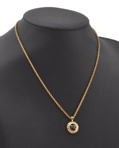 Authentic NINA RICCI Vintage Gold Tone Rhinestone Chain Pendant Necklace 0914J
