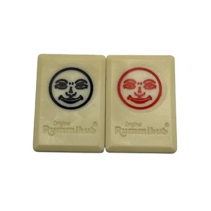 Rummikub Joker Tile Pre Owned Set of 2 Red & Black 1997 Engraved - Picture 1 of 2