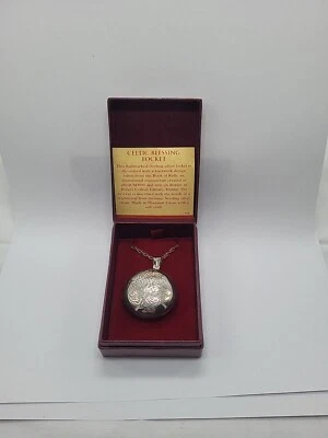 Vintage 925 Irish Blessing Celtic Knot Locket Pendant Necklace 14 Grams Silver - Image 1 of 4