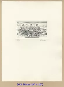 Josef Hercik copperplate engraving Rowing Zagreb University Games 1987 - Picture 1 of 5