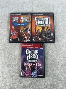 Lot of PS2 Games Guitar Hero 1 II 2 III 3 & Encore Rocks the 80's - Picture 1 of 3