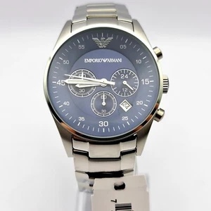 NEU ORIGINAL EMPORIO ARMANI AR5860 EDELSTAHL UND BLAUES ZIFFERBLATT HERREN UHR - Bild 1 von 7