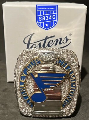 Anel St. Louis Blues 2019 Stanley Cup peso papel Jostens Champions Play Gloria. - Imagem 1 de 3