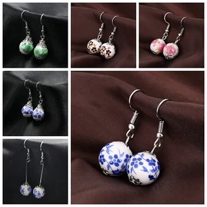 5/10 Pairs Fashion Chinese Style Ceramics Porcelain Dangle Earring for Women - Picture 1 of 16