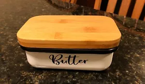 Butter Dish with Lid for Farmhouse Home Décor, Kitchen 6"L x 4"W x 2.5"H - Picture 1 of 4