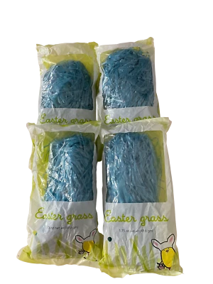 Hierba de Pascua de plástico azul vintage - Lote de 4 paquetes Foto 1 de 2