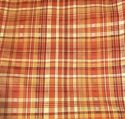 Red Ivory Tan Green Plaid Homespun Fabric 3.5 Yards X 57" - Image 1 of 3