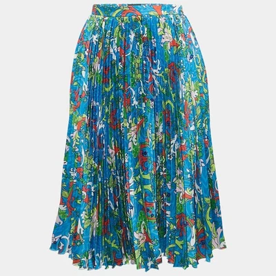Versace Kids MulticolorBlue Baroccofest Print Plisse Skirt 10 Yrs - Image 1 of 4