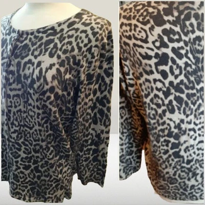 Cárdigan EVAN PICONE M/L/Grande Manga 3/4 Gráfico Estampado Animal Puma Jaguar Foto 1 de 4