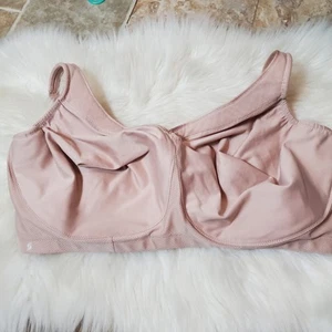Glamorise Sports Bra Nude Size 48J Beige Wireless Back Close Full Coverage NWOT - Picture 1 of 7