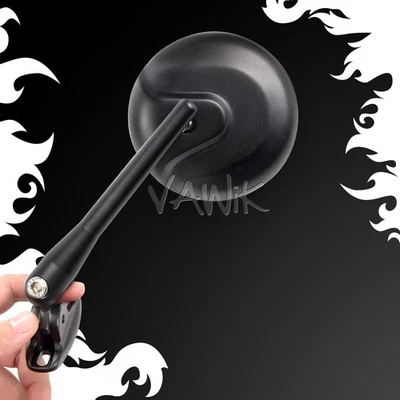 Espejos retrovisores VAWiK negros retro redondos convexos base negra se adapta a Kawasaki Ninja ZX ZZR Foto 1 de 4