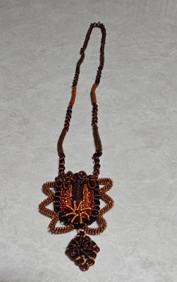 Collar Macramé Bohemio Único, Vintage, Hecho a Mano, Cobre, 14" Foto 1 de 4