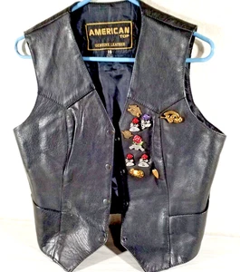 Chaleco de equitación de cuero Harley Davidson sin mangas para mujer talla 16 de colección ver fotos - Imagen 1 de 7