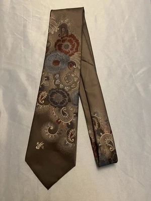 Corbata vintage Don Loper Beverly Hills para hombre gris floral hecha en EE. UU. Foto 1 de 3