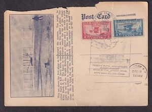 Dec 17 1928 post card 25th anniversary Wright Brothers flight Kitty Hawk NC - Picture 1 of 2