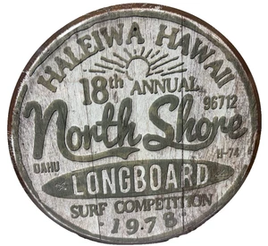 Insegna North Shore Surf rotonda in rilievo decorazione parete 11,75" pollici Made in USA - Foto 1 di 3